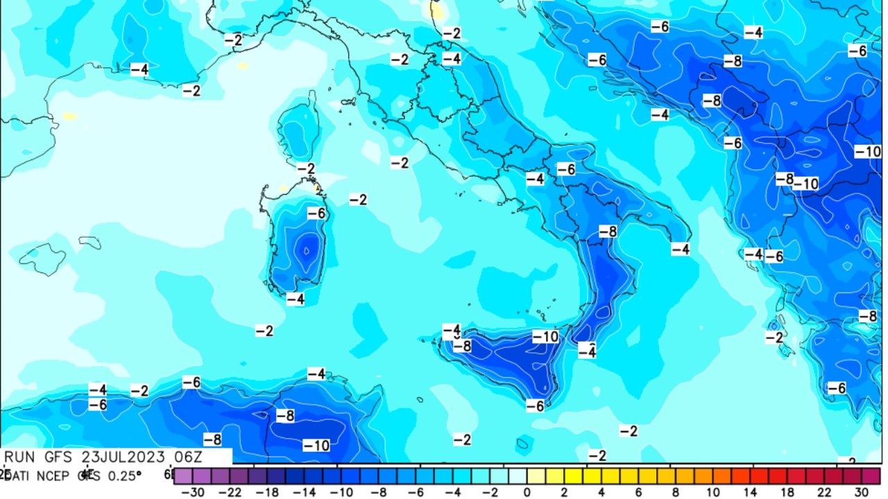 FINE DEL GRAN CALDO DA MERCOLEDI FORTE CALO DELLE TEMPERATURE SULLA